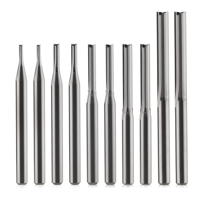 HOZLY 1/8 Inch Straight Router Bits Set (CED 1.0mm 1.5mm 2.0mm 2.5mm 3.175mm) Milling Cutter 2 Flutes Double Edged CNC Cutting Tungsten Steel for Wood MDF Acrylic Milling - Image 1